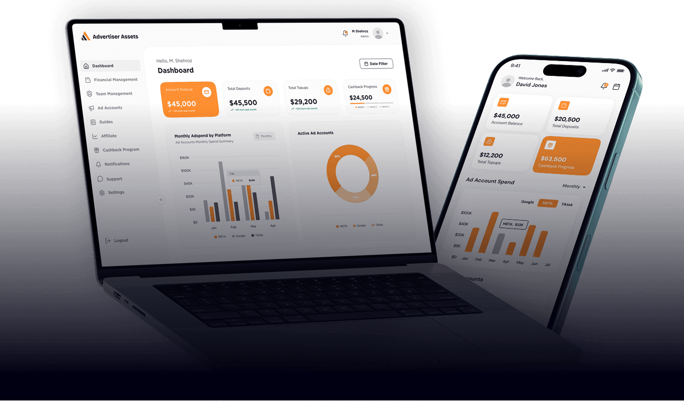 Advertiser Assets dashboard on laptop and mobile