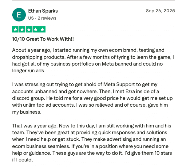 Ethan Sparks review — 10/10 Great To Work With